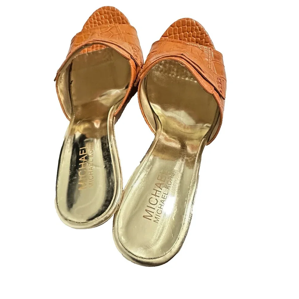 Michael Kors Orange Pumps 9.5 Women MK Logo Christmas Dinner Out